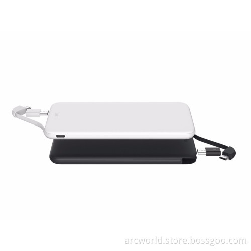 AWC602 4000mah New Design high quality built in cable portable slim power bank 5000mah